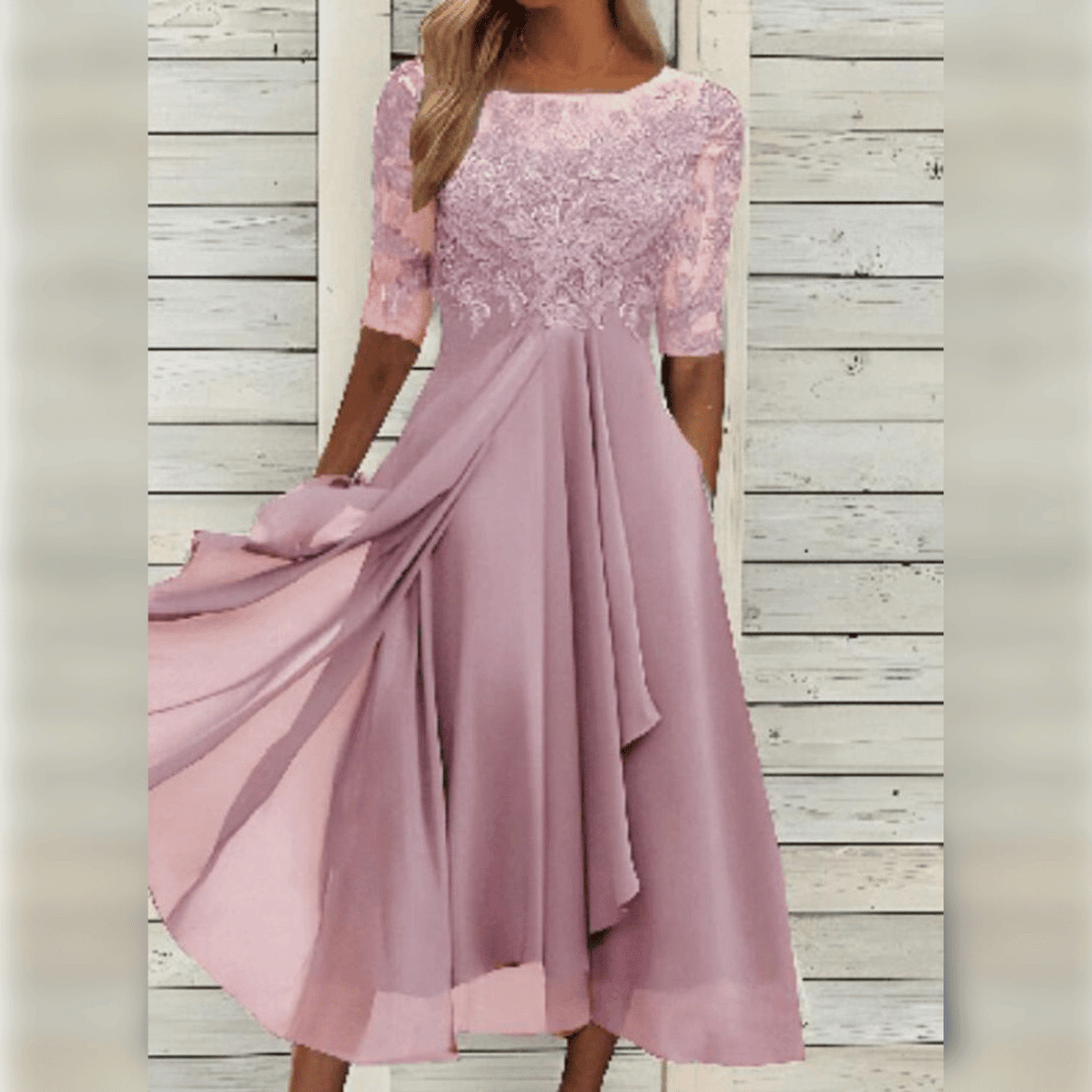 Elegantes Abendkleid mit Spitzendetails und 3/4-Ärmeln für besondere Anlässe 6