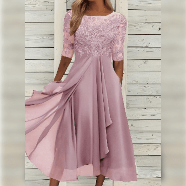 Elegantes Abendkleid mit Spitzendetails und 3/4-Ärmeln für besondere Anlässe 6