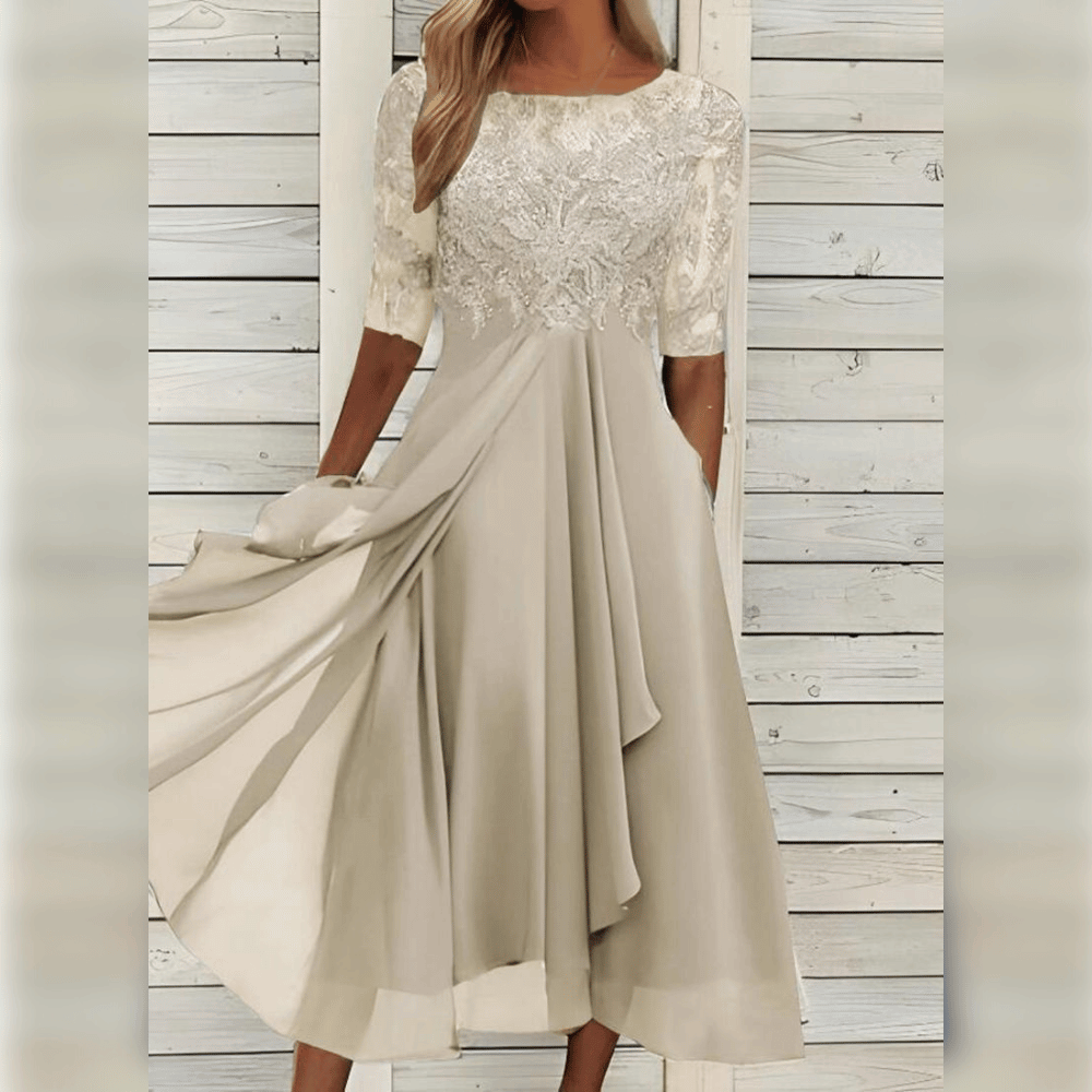 Elegantes Abendkleid mit Spitzendetails und 3/4-Ärmeln für besondere Anlässe 7