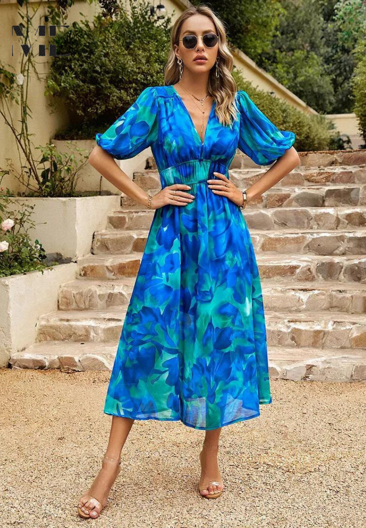 Elegantes Blumenkleid Damen – Romantisches Kleid für Sommer, Brunch und Partys, Figurschmeichelnder Schnitt, Vielseitig Kombinierbar 10
