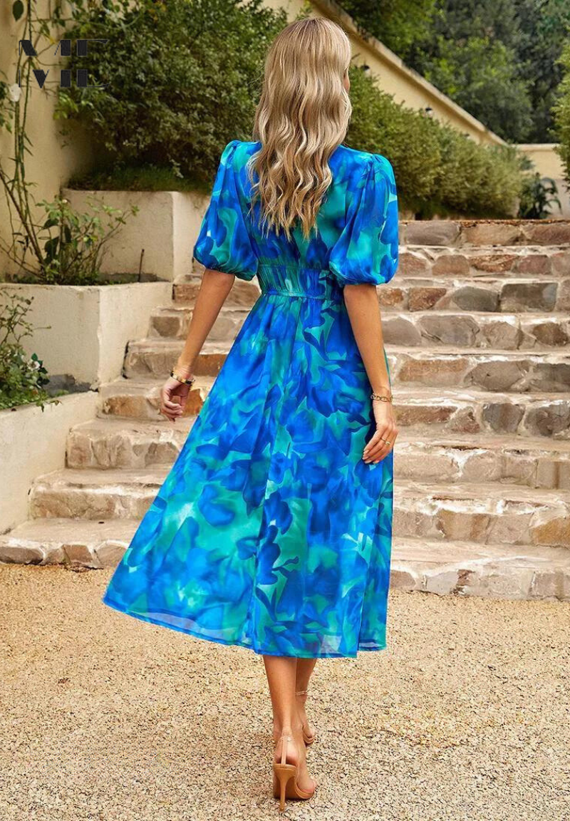 Elegantes Blumenkleid Damen – Romantisches Kleid für Sommer, Brunch und Partys, Figurschmeichelnder Schnitt, Vielseitig Kombinierbar 6