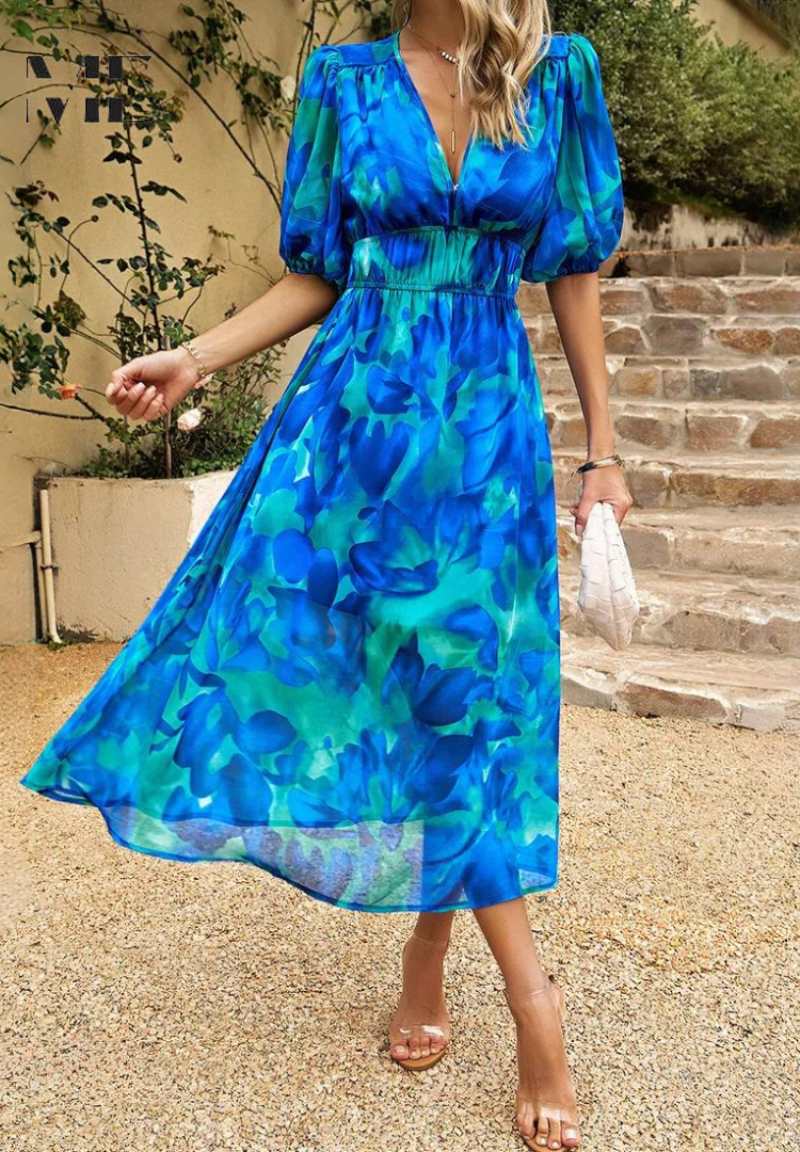 Elegantes Blumenkleid Damen – Romantisches Kleid für Sommer, Brunch und Partys, Figurschmeichelnder Schnitt, Vielseitig Kombinierbar 8