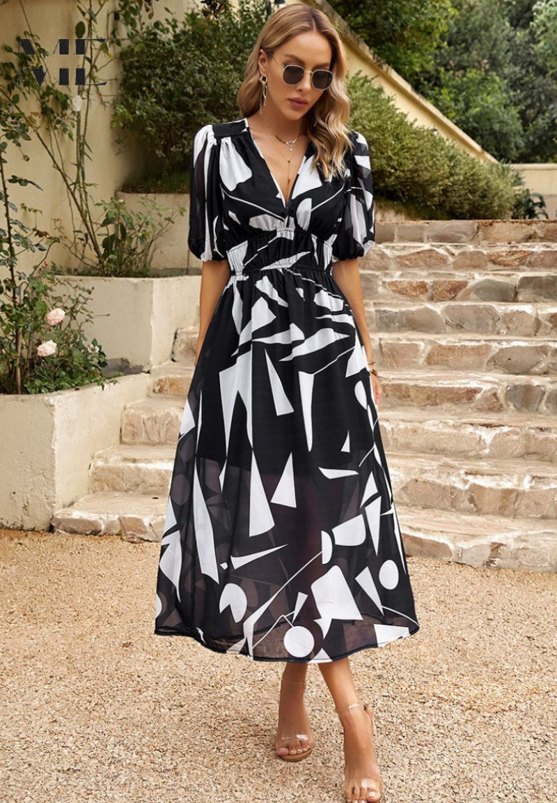 Elegantes Blumenkleid Damen – Romantisches Kleid für Sommer, Brunch und Partys, Figurschmeichelnder Schnitt, Vielseitig Kombinierbar 9