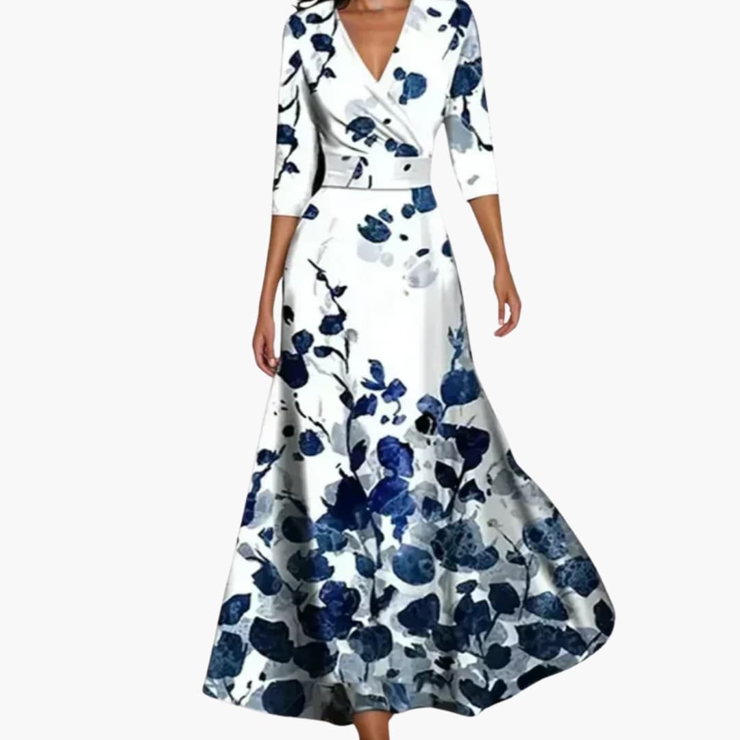 Elegantes Damen-Blumenkleid für den Sommer – Langes V-Ausschnitt Kleid für besondere Anlässe 10