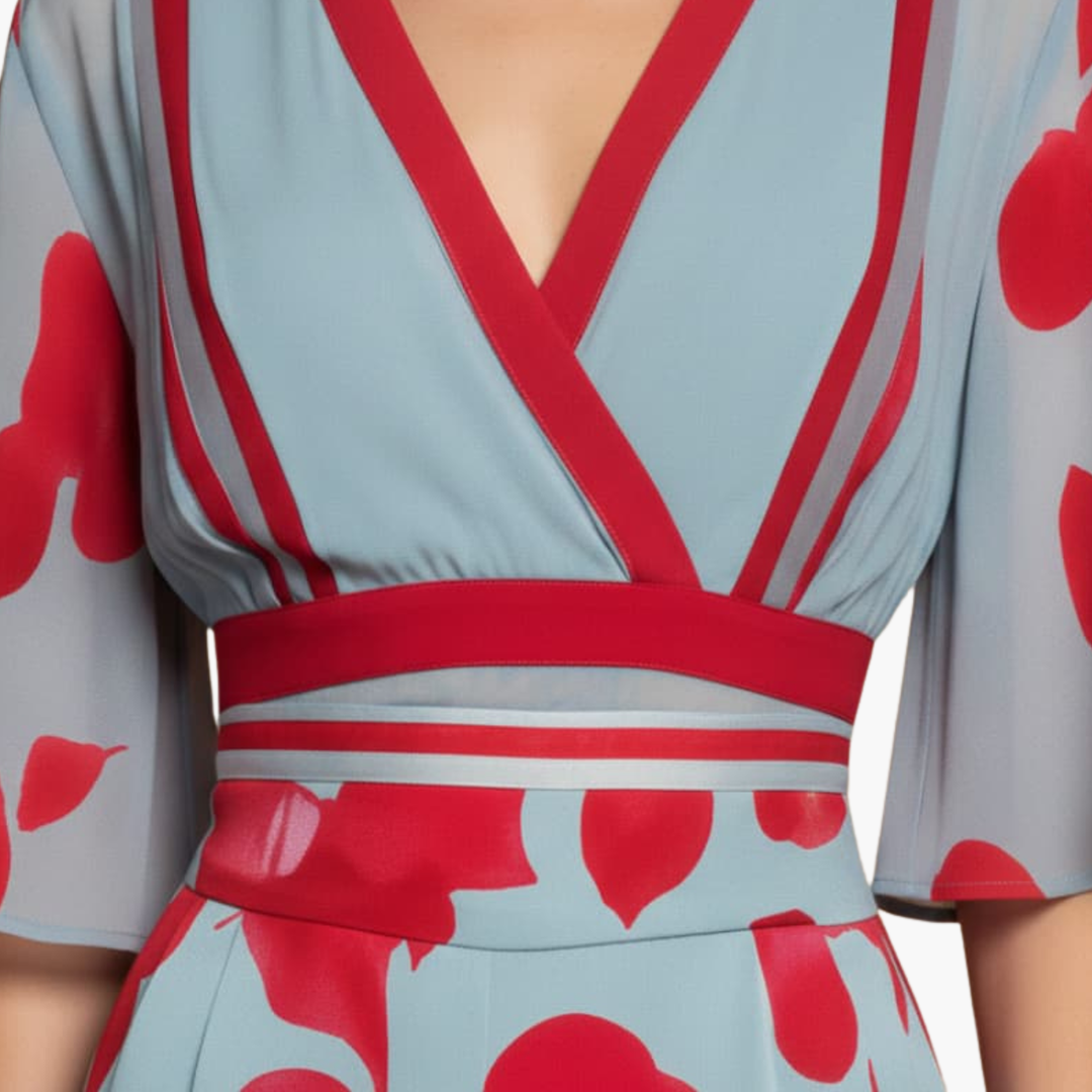 Elegantes Damen-Blumenkleid für den Sommer – Langes V-Ausschnitt Kleid für besondere Anlässe 5