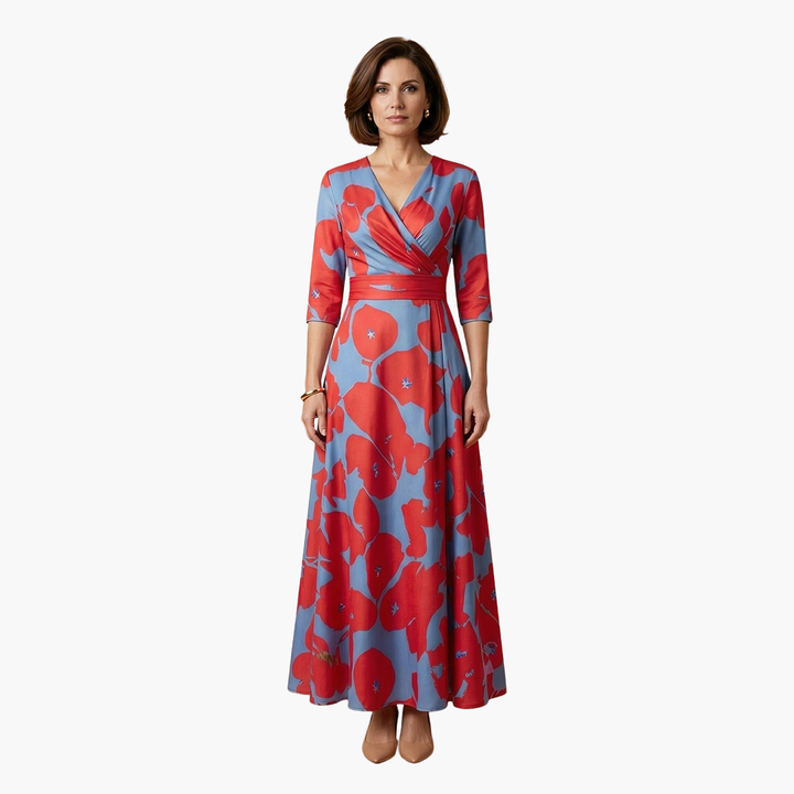 Elegantes Damen-Blumenkleid für den Sommer – Langes V-Ausschnitt Kleid für besondere Anlässe 8