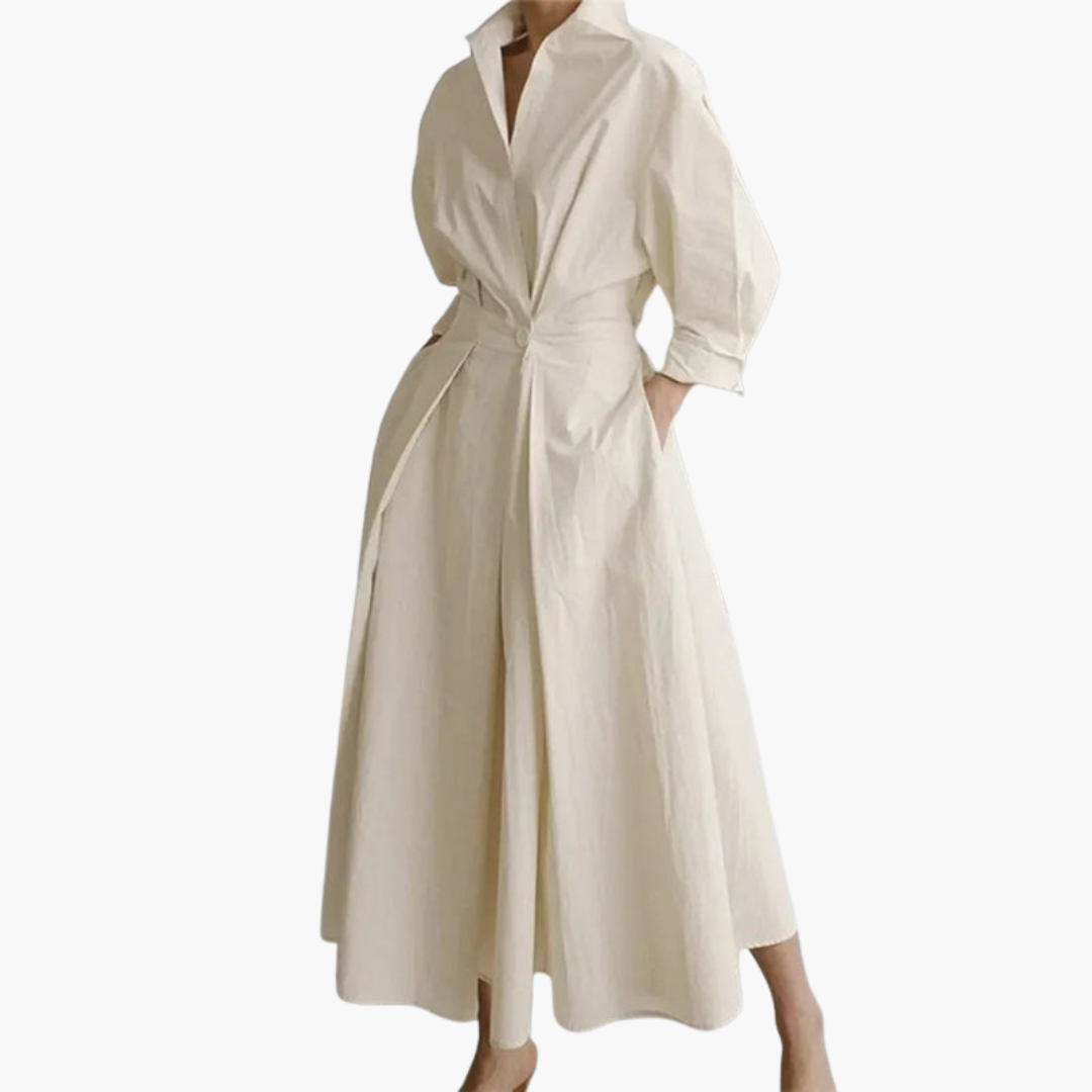 Elegantes Damen-Hemdkleid mit Taille und Knöpfen für jeden Anlass 0