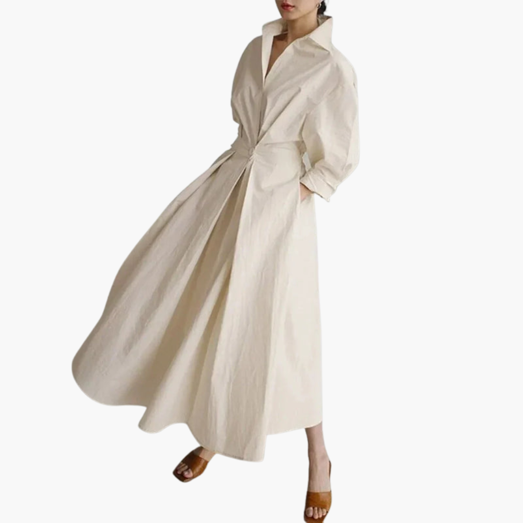 Elegantes Damen-Hemdkleid mit Taille und Knöpfen für jeden Anlass 2