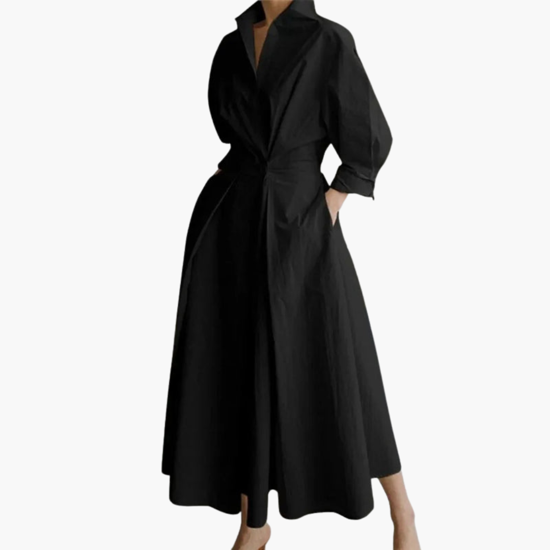 Elegantes Damen-Hemdkleid mit Taille und Knöpfen für jeden Anlass 3