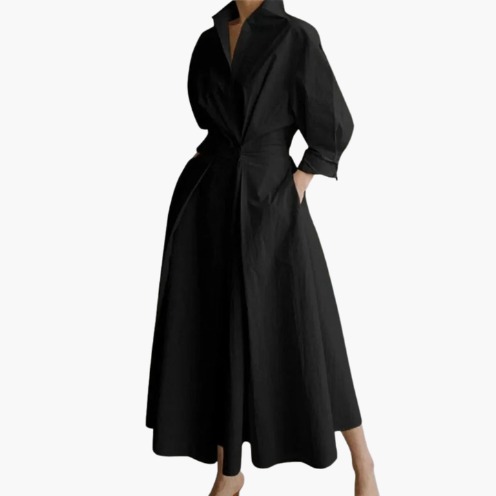 Elegantes Damen-Hemdkleid mit Taille und Knöpfen für jeden Anlass 3