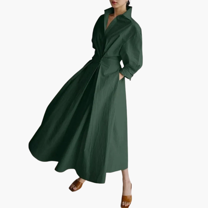 Elegantes Damen-Hemdkleid mit Taille und Knöpfen für jeden Anlass 5