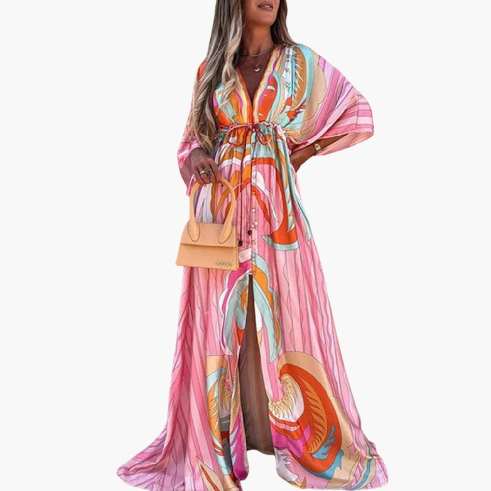Elegantes Damen-Maxikleid mit Blumendruck für den Sommer – Stilvoll und vielseitig 1
