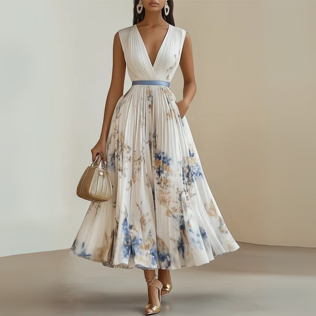 Elegantes Damen-Maxikleid mit V-Ausschnitt für den Sommer 0