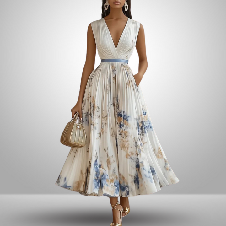 Elegantes Damen-Maxikleid mit V-Ausschnitt für den Sommer 1