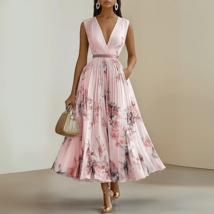 Elegantes Damen-Maxikleid mit V-Ausschnitt für den Sommer 2