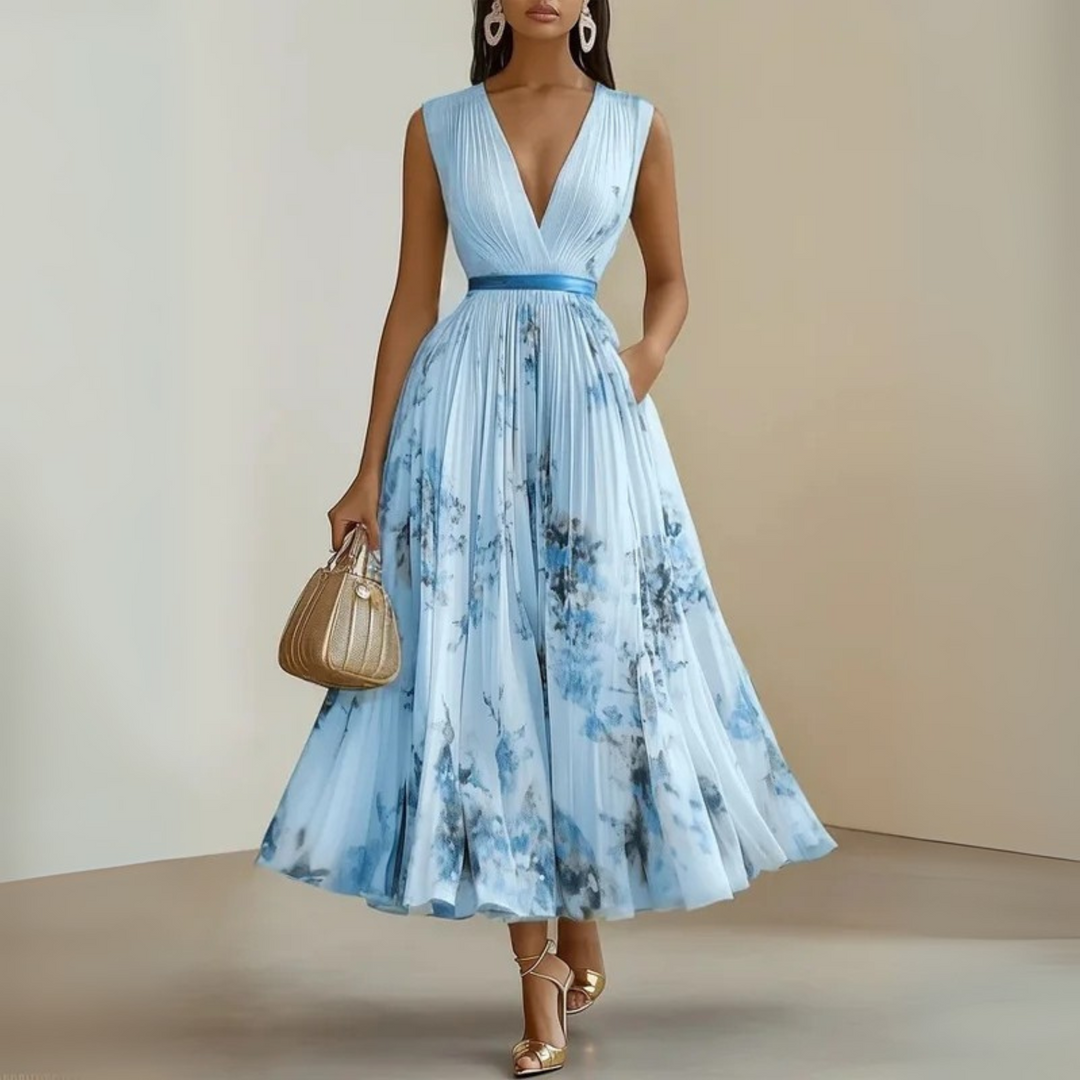 Elegantes Damen-Maxikleid mit V-Ausschnitt für den Sommer 3