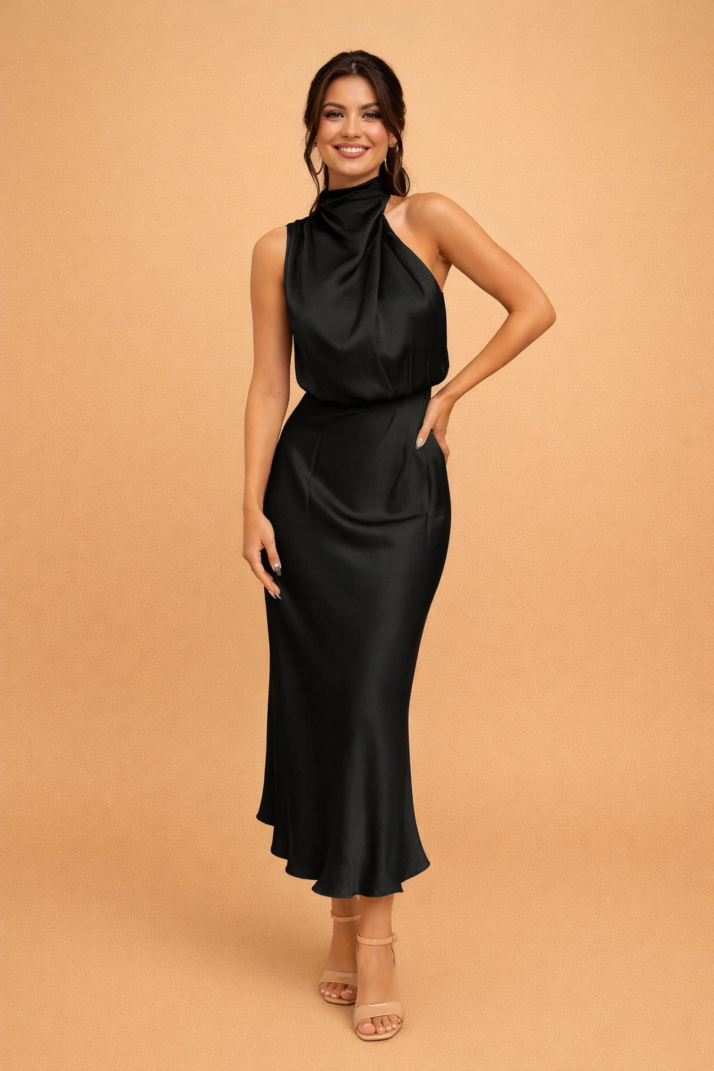 Elegantes Damen-Midikleid für besondere Anlässe | Glamouröser One-Shoulder-Stil 0