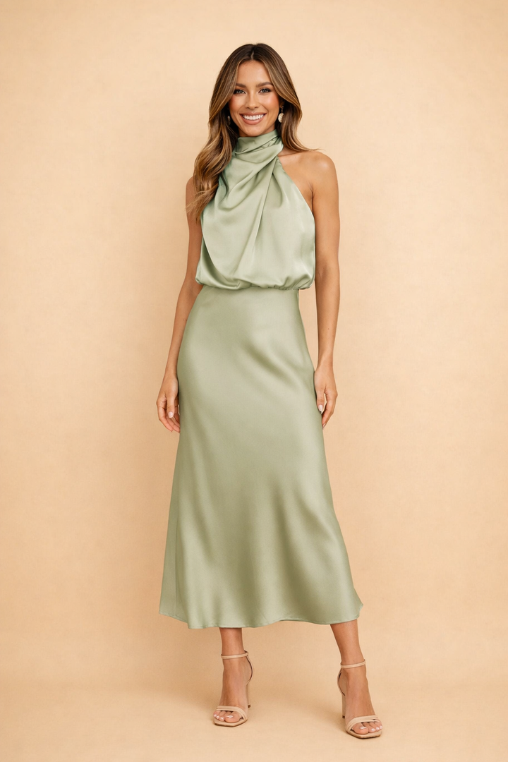 Elegantes Damen-Midikleid für besondere Anlässe | Glamouröser One-Shoulder-Stil 2