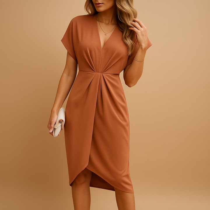 Elegantes Damen-Midikleid mit Wickelausschnitt für jeden Anlass 2