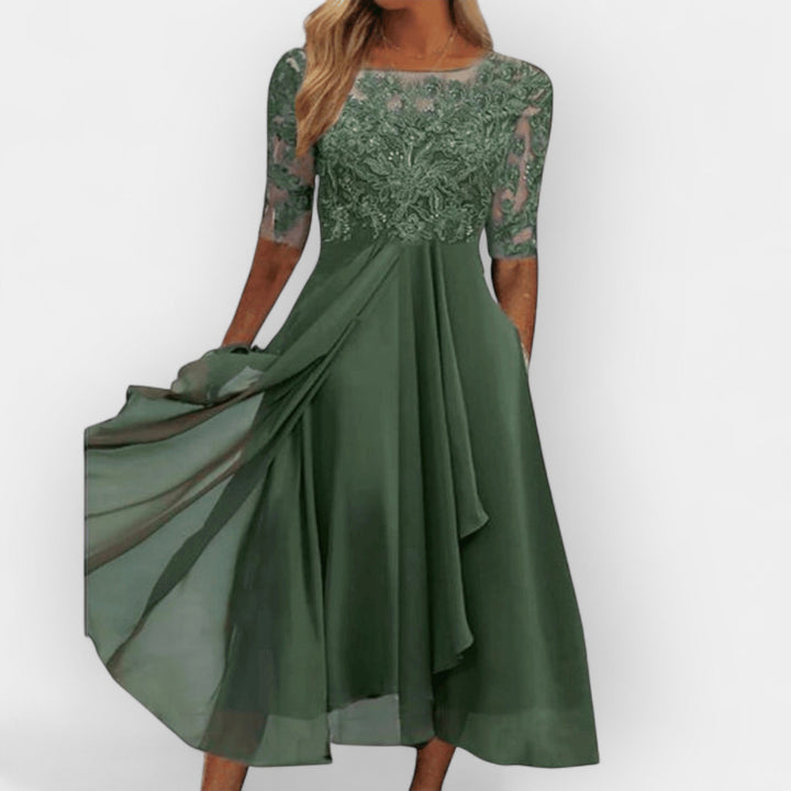 Elegantes Damen Midikleid A-Linie für Festliche Anlässe, Hochzeitsgast & Sommerpartys – Stilvolle Kleider für Damen 1