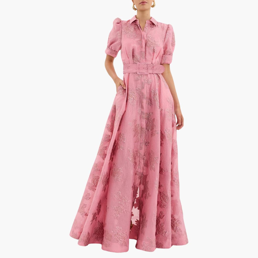 Elegantes Damen Sommerkleid mit Blumenmuster und Puffärmeln für besondere Anlässe 0