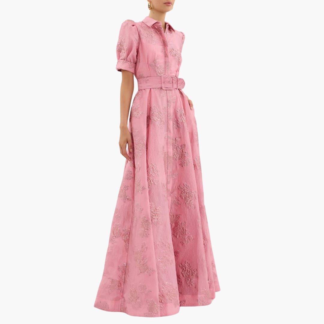 Elegantes Damen Sommerkleid mit Blumenmuster und Puffärmeln für besondere Anlässe 1