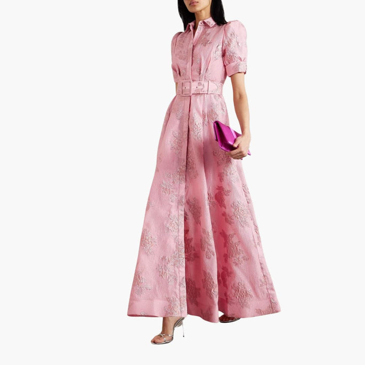 Elegantes Damen Sommerkleid mit Blumenmuster und Puffärmeln für besondere Anlässe 2
