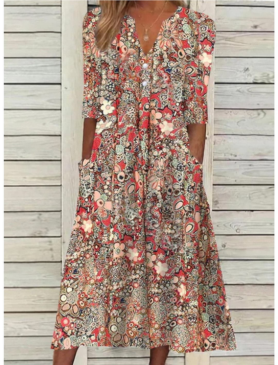 Elegantes Damen Sommerkleid mit V-Ausschnitt für warme Tage 0