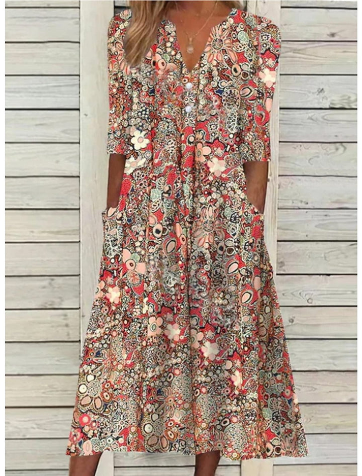 Elegantes Damen Sommerkleid mit V-Ausschnitt für warme Tage 0