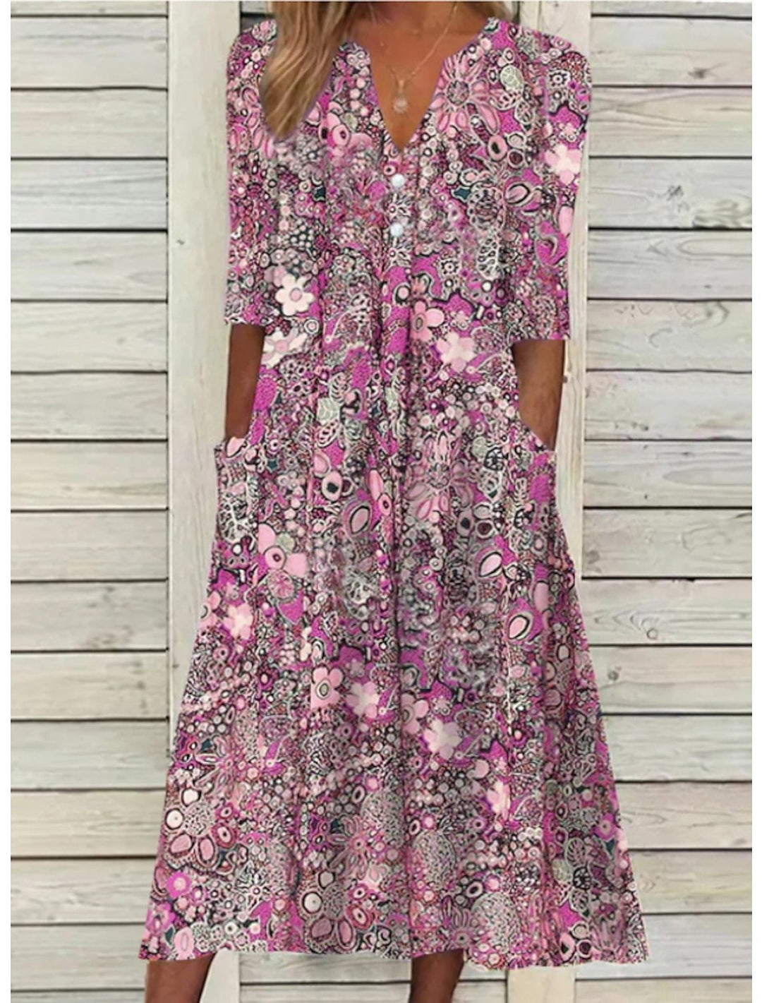 Elegantes Damen Sommerkleid mit V-Ausschnitt für warme Tage 2