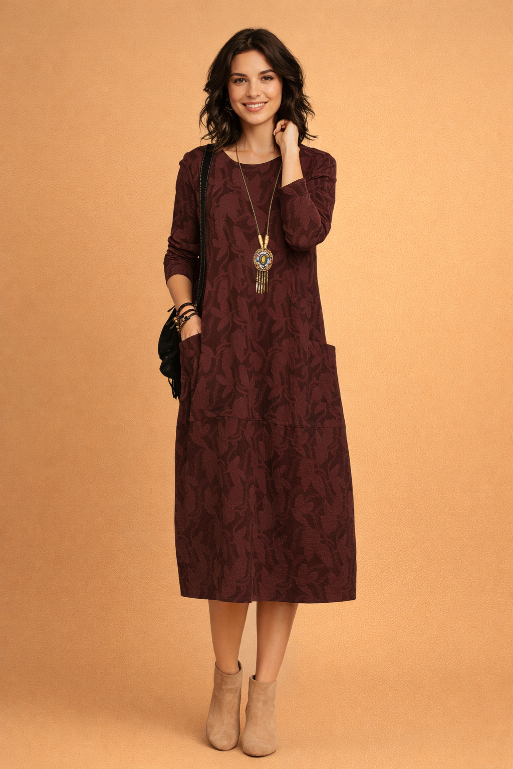 Elegantes Damenkleid für den Winter mit Taschen - Vielseitige Kleider für kalte Tage 1
