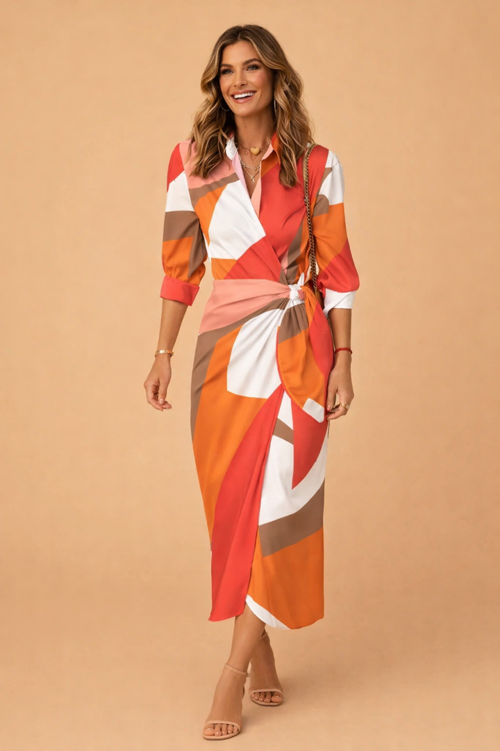 Elegantes Damenkleid in Orange und Pink – Stilvolles Sommerkleid für Jeden Anlass, Vielseitig und Bequem 4