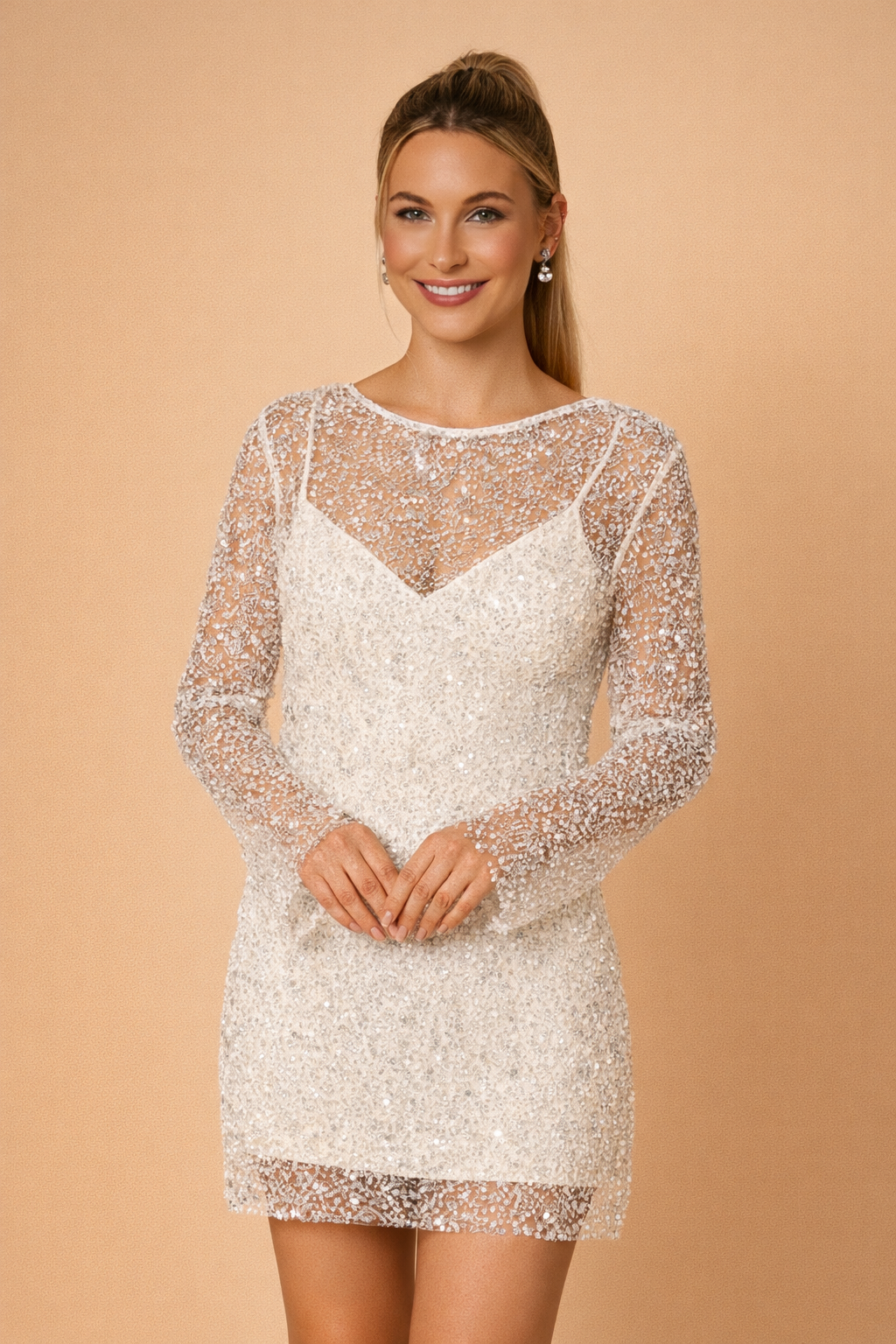 Elegantes Damenkleid mit langen Ärmeln für besondere Anlässe 0