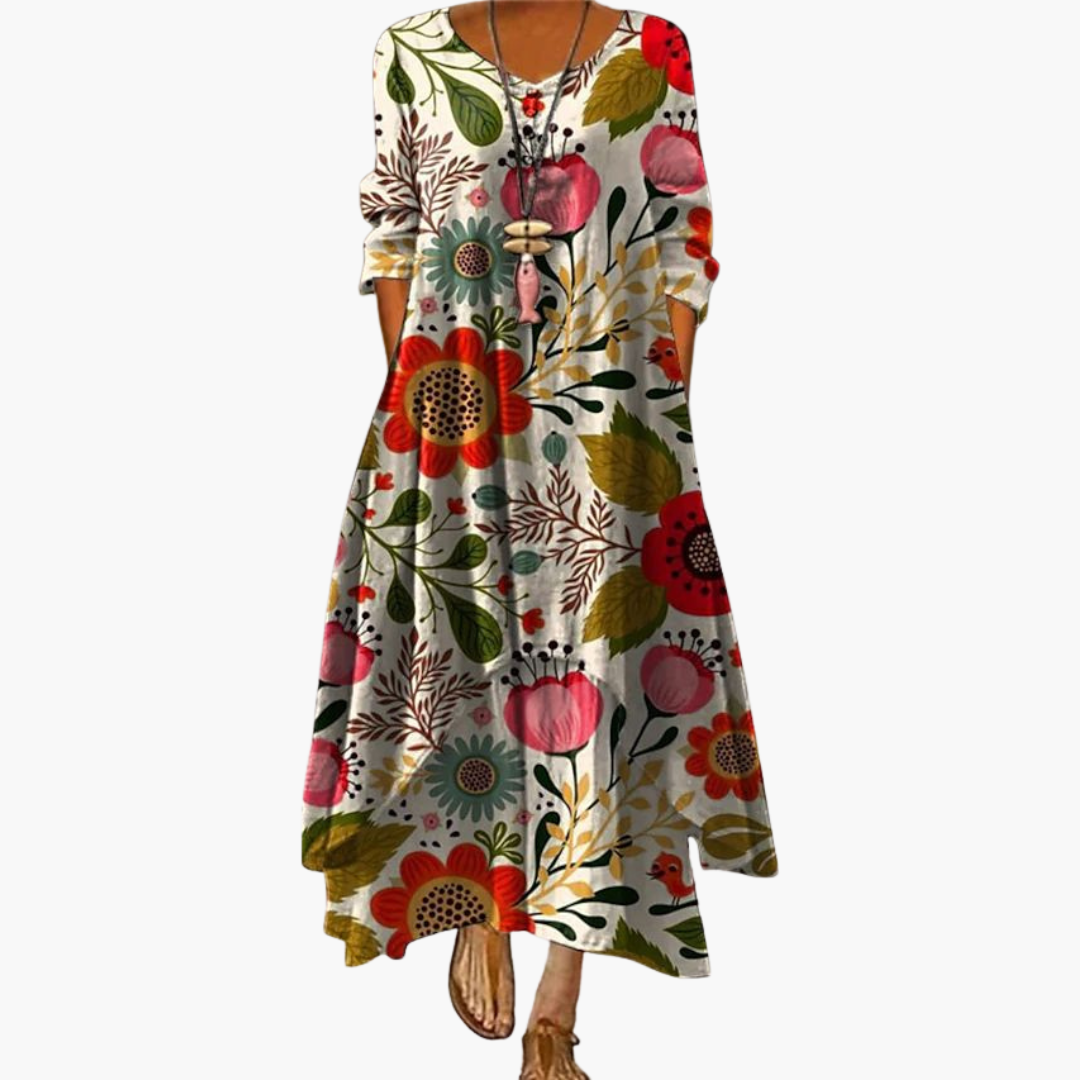 Elegantes Damenkleid mit langen Ärmeln für den Sommer - Stilvolles A-Linien Kleid 10