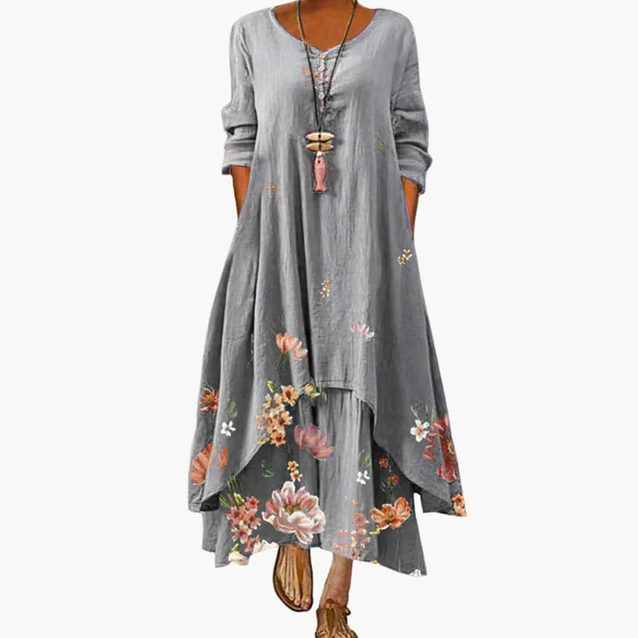 Elegantes Damenkleid mit langen Ärmeln für den Sommer - Stilvolles A-Linien Kleid 2