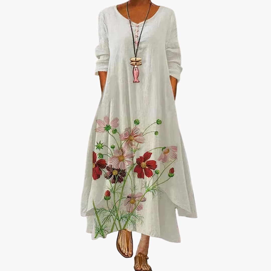 Elegantes Damenkleid mit langen Ärmeln für den Sommer - Stilvolles A-Linien Kleid 3