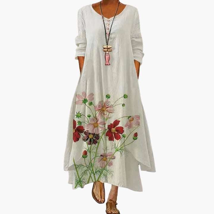 Elegantes Damenkleid mit langen Ärmeln für den Sommer - Stilvolles A-Linien Kleid 3
