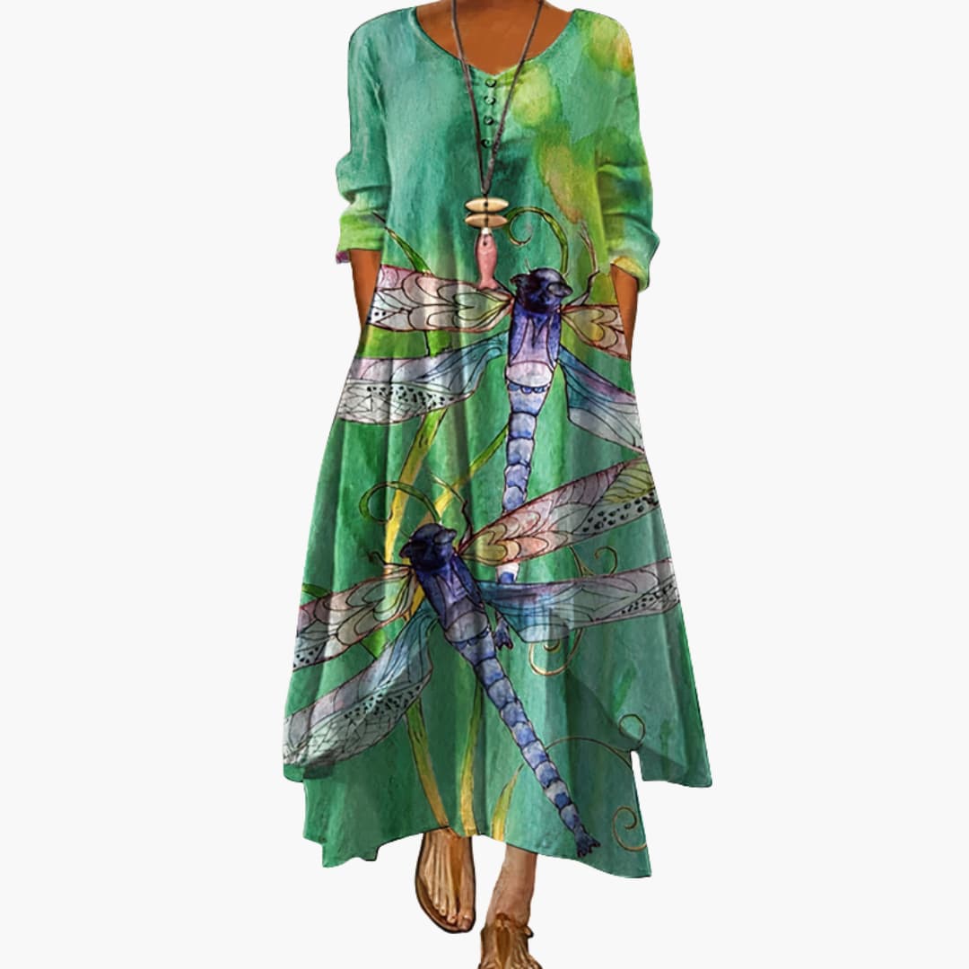 Elegantes Damenkleid mit langen Ärmeln für den Sommer - Stilvolles A-Linien Kleid 4