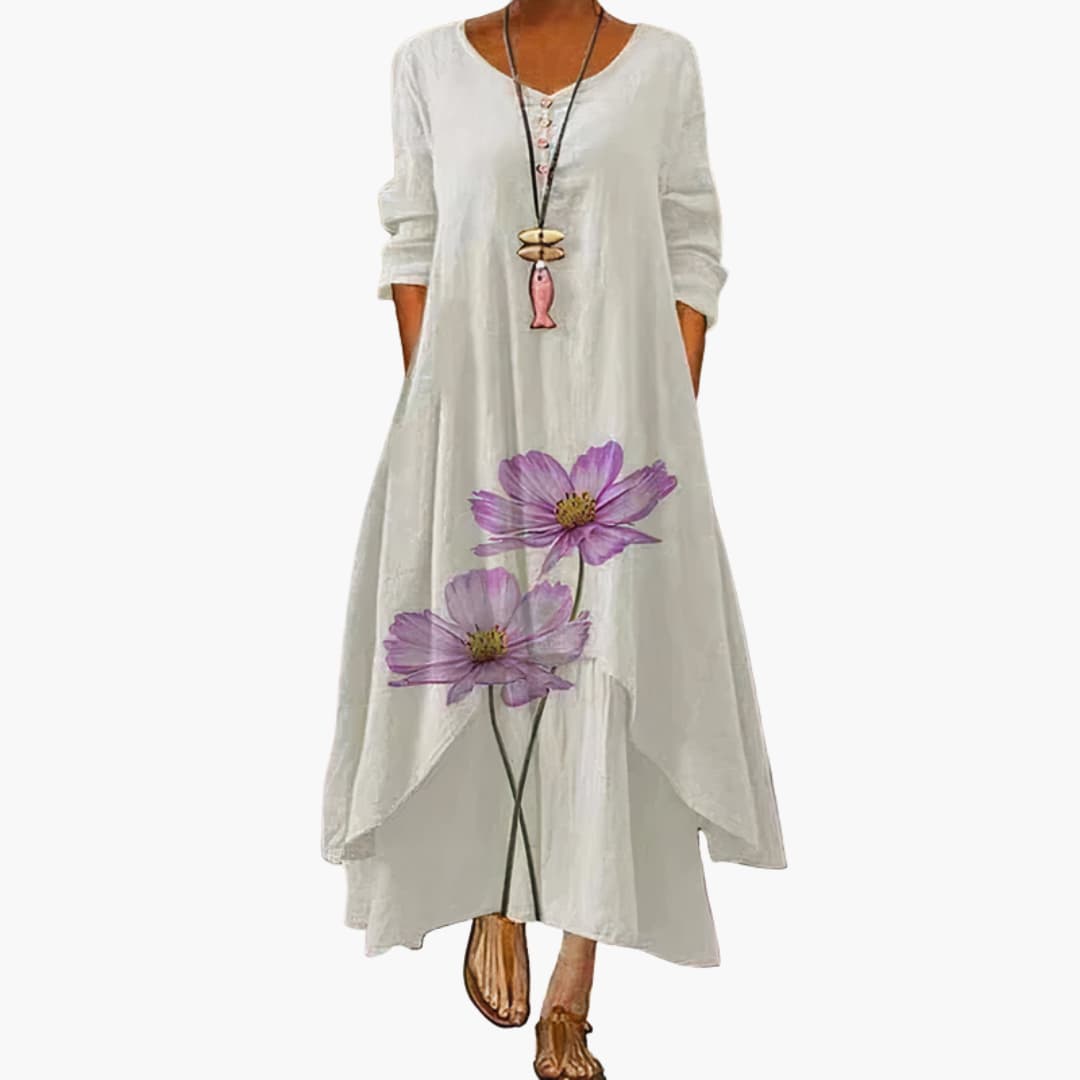 Elegantes Damenkleid mit langen Ärmeln für den Sommer - Stilvolles A-Linien Kleid 5