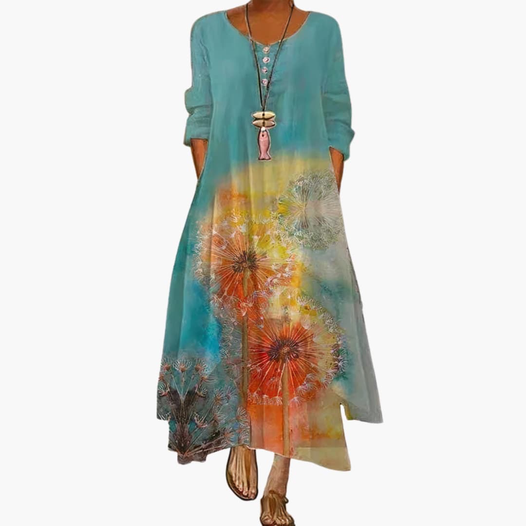 Elegantes Damenkleid mit langen Ärmeln für den Sommer - Stilvolles A-Linien Kleid 6