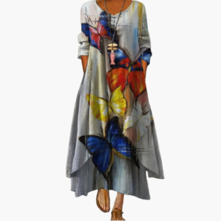 Elegantes Damenkleid mit langen Ärmeln für den Sommer - Stilvolles A-Linien Kleid 7