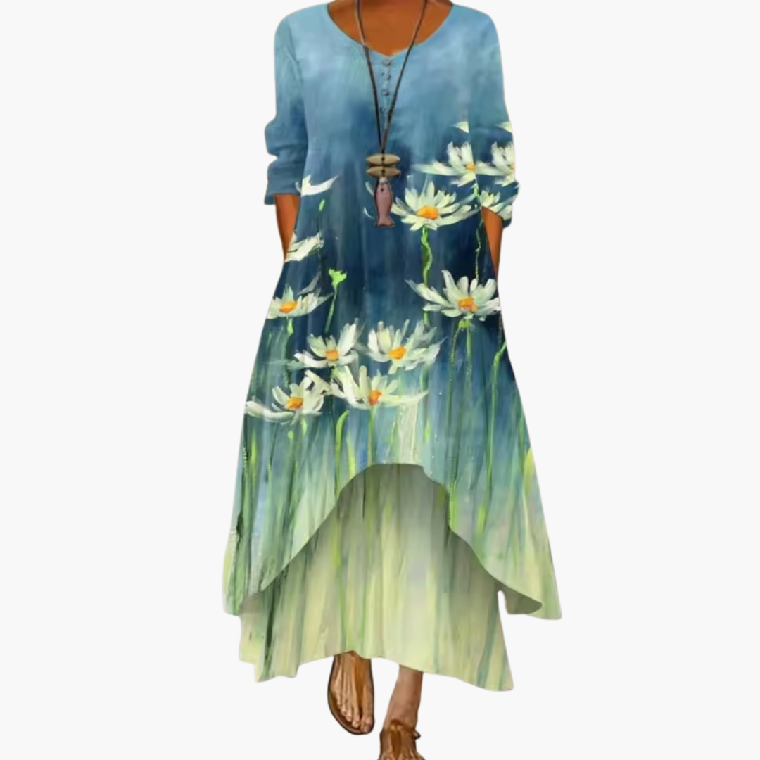 Elegantes Damenkleid mit langen Ärmeln für den Sommer - Stilvolles A-Linien Kleid 8