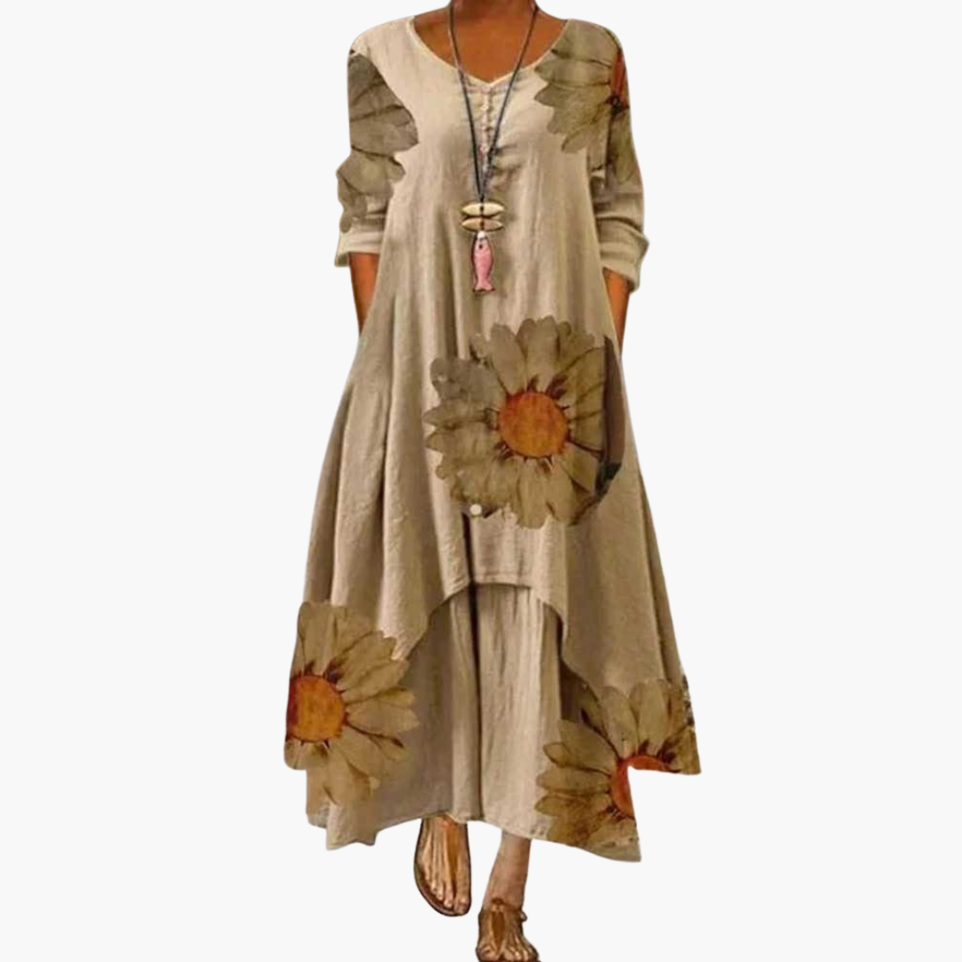 Elegantes Damenkleid mit langen Ärmeln für den Sommer - Stilvolles A-Linien Kleid 9