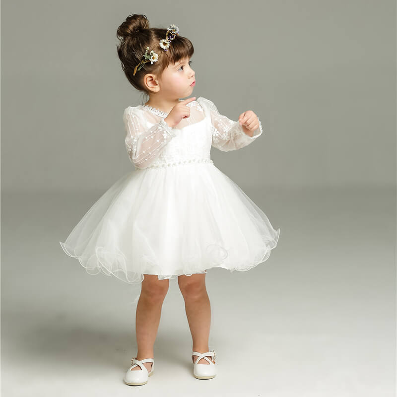 Elegantes Mädchenkleid mit Tüllärmeln für festliche Anlässe – Schickes Design für Partys und Hochzeiten 0