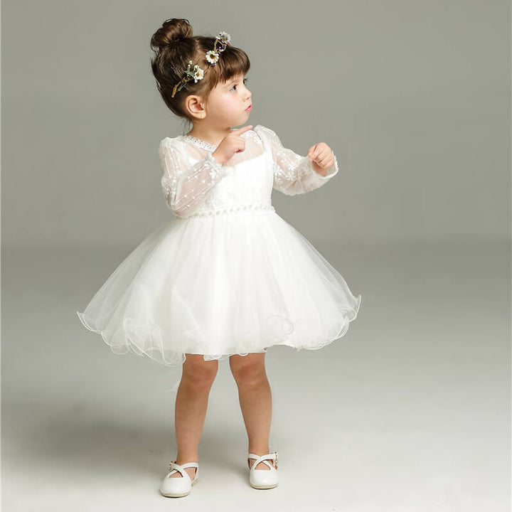 Elegantes Mädchenkleid mit Tüllärmeln für festliche Anlässe – Schickes Design für Partys und Hochzeiten 0