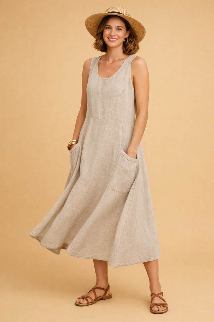 Elegantes Maxikleid Damen Sommer mit Taschen – Vielseitige Lange Kleider für Stil und Komfort 0