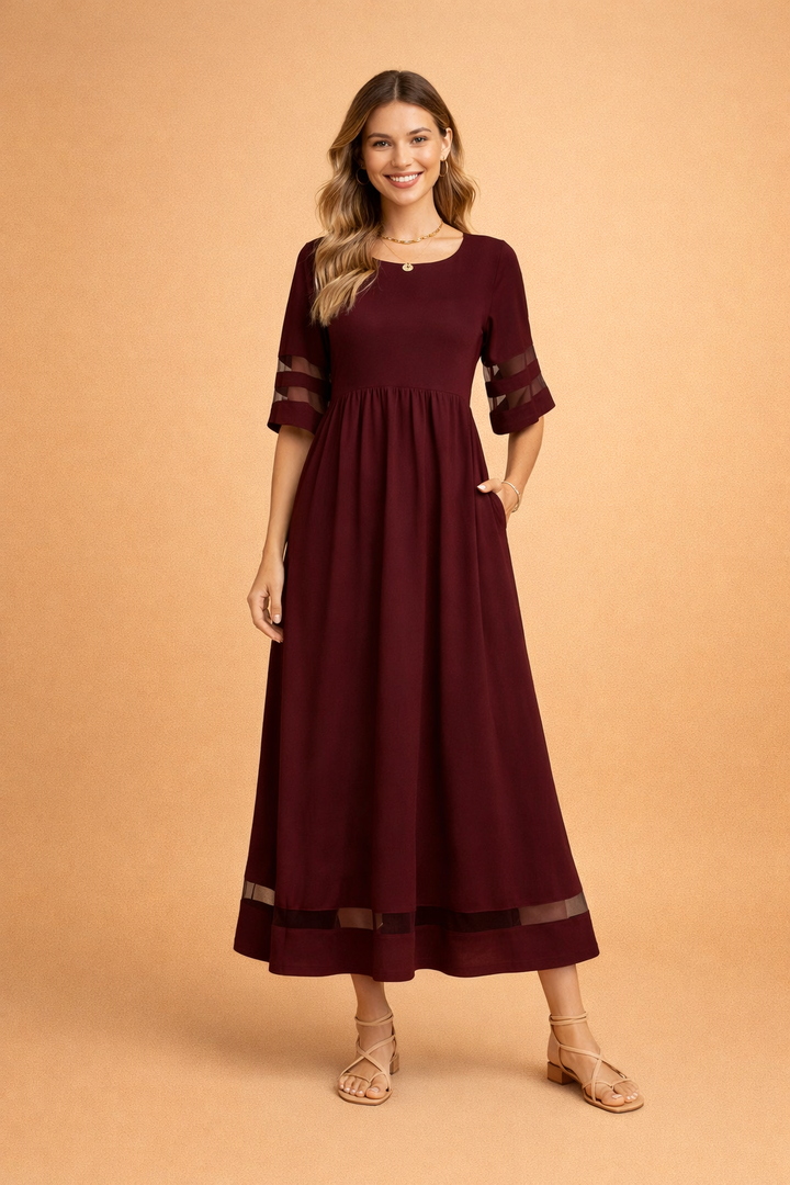Elegantes Maxikleid Damen – Stilvolles Sommerkleid mit Rundhalsausschnitt für Lange Kleider und Maxikleider im Sommer 1