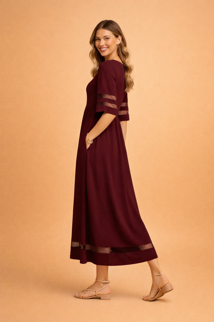 Elegantes Maxikleid Damen – Stilvolles Sommerkleid mit Rundhalsausschnitt für Lange Kleider und Maxikleider im Sommer 4