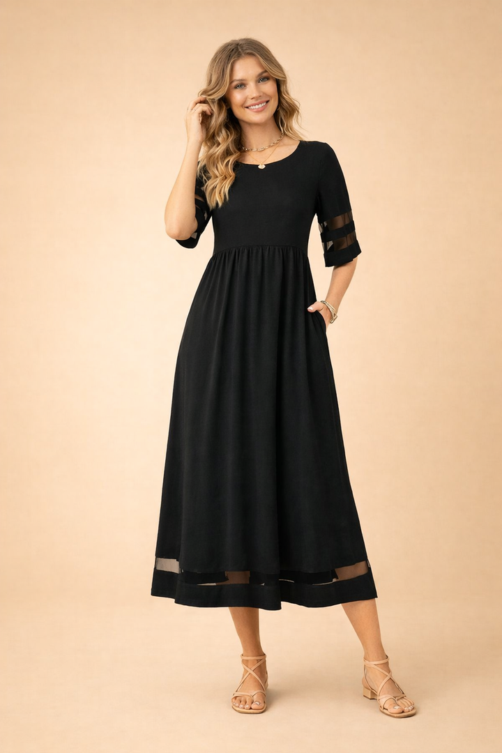Elegantes Maxikleid Damen – Stilvolles Sommerkleid mit Rundhalsausschnitt für Lange Kleider und Maxikleider im Sommer 5