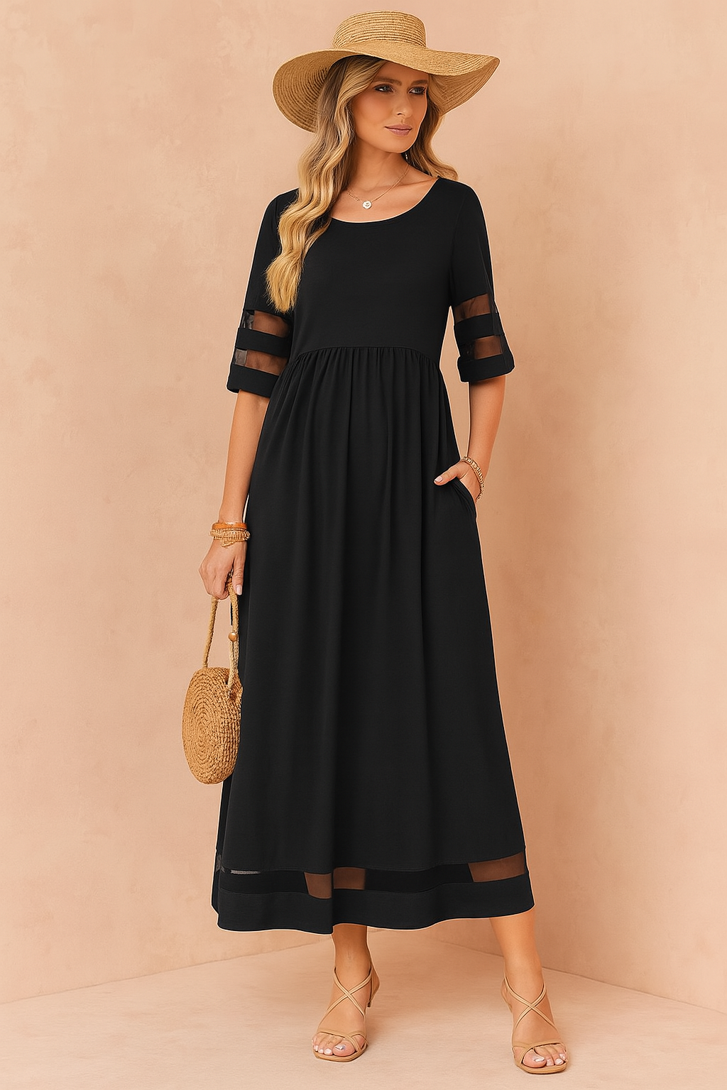 Elegantes Maxikleid Damen mit Taschen – Vielseitiges Lange Kleid für Sommer, Ideal für Büro und Abendveranstaltungen 0